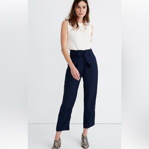 MADEWELL Navy Blue Crop Drapey Paperbag Pants in Size 4 (no belt)